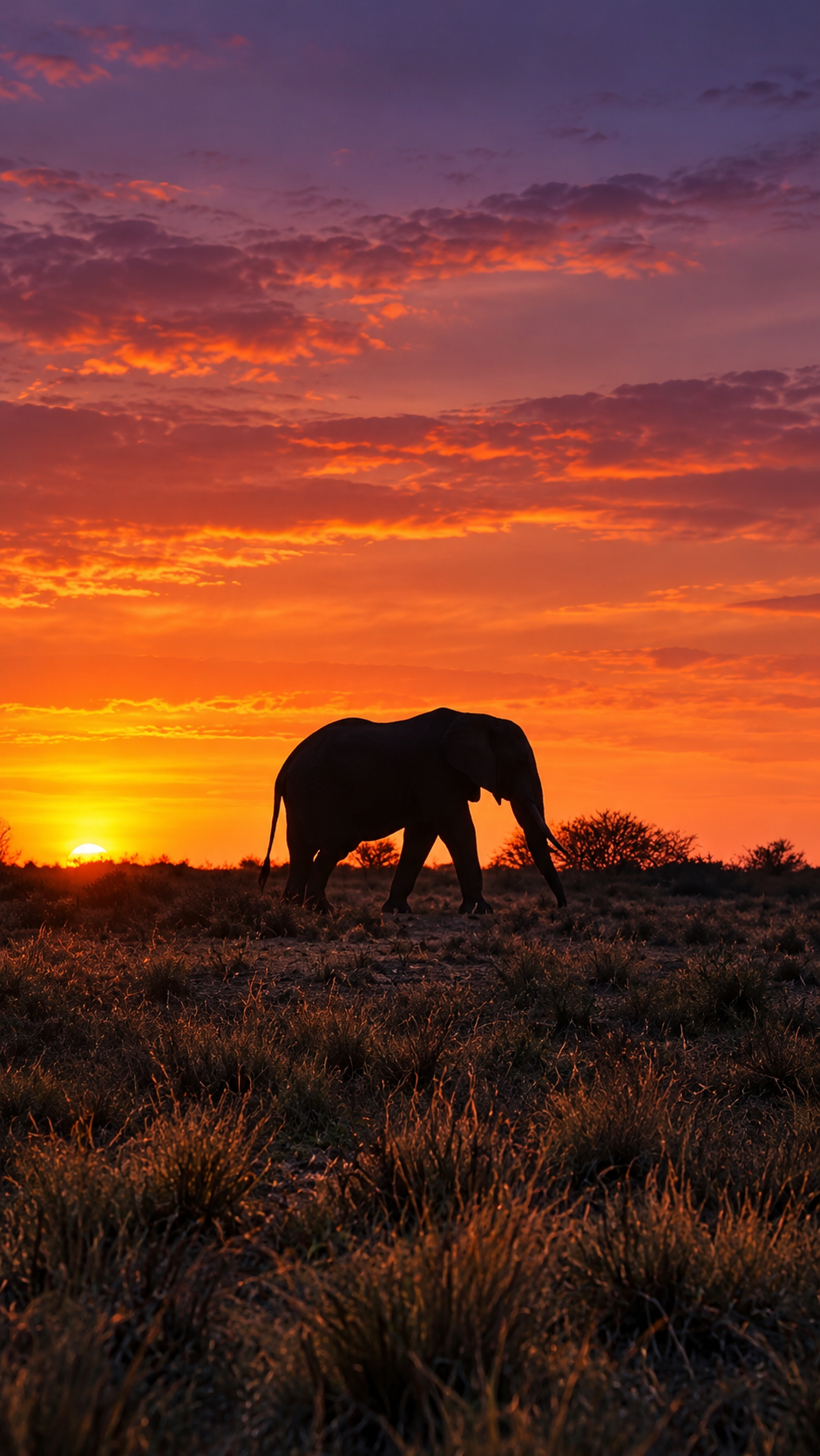Elephant African Sunset